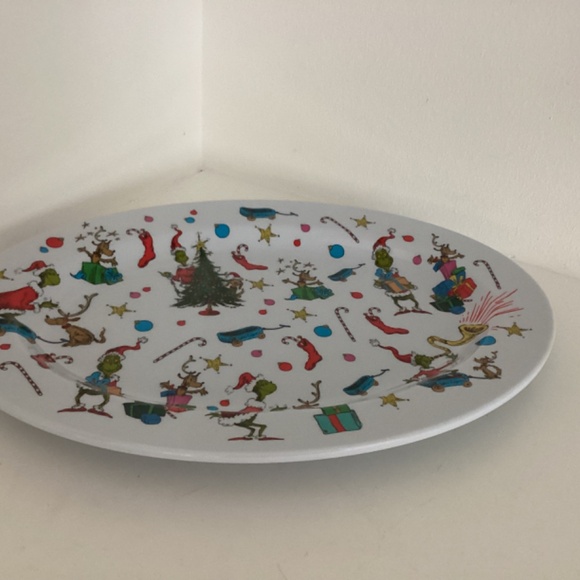 NEW HOW THE GRINCH STOLE CHRISTMAS LARGE OVAL COOKIE PLASTIC PLATE - Picture 5 of 8